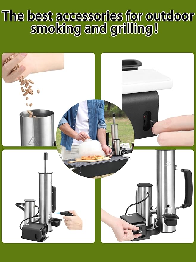 Advanced Smoke Tube for Pellet Smoker, Latest Upgrade Cold Smoker Generator for Gas Grilling, Portable Cordless Electric, Hot or Cold Smoking: Fit Any Grill or Smoke, Perfect Gifts for Men, Fathers