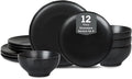 Stone Lain Rio 12-Piece Dinnerware Set Stoneware, Black