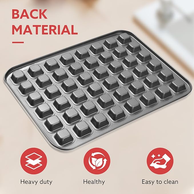 1-Piece 48 Cup Steel Mini Muffin Pan – Non-Stick Bakeware Mini Cupcake Tin(Square