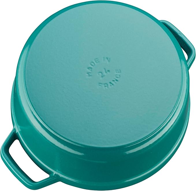 STAUB Cast Iron Round Cocotte, Dutch Oven, 4-quart, serves 3-4, Made in France, Turquoise