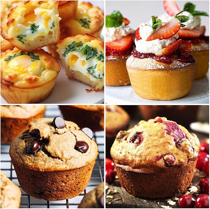 CAKETIME Silicone Muffin Pans for Baking, Metal Reinforced Frame Jumbo 6 Cups & Regular 12 Cups Cupcake Pan Nonstick Muffin Pan for Homemade Baking Easy to Handle