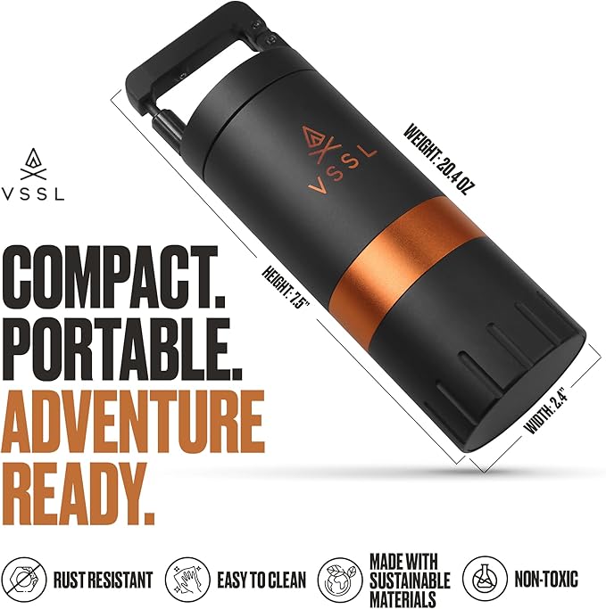 VSSL Java G45 Manual Coffee Grinder | Coffee for Camping | Bean Grinder | Travel Pour Over | Stainless Steel Conical Burr | ~ 45 Gram Capacity | Extendable Grind Handle | 50 Grind Settings | Carbon