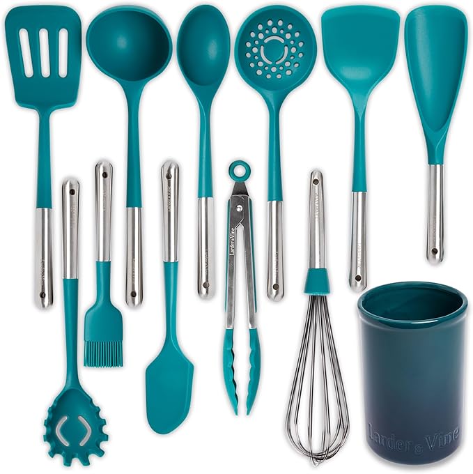 Larder & Vine 20 Piece Cookware Set (Bondi) | Dutch Oven, Utensil Set, Braiser, and Trivets