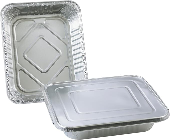 Disposable (25pack) 9x13 Aluminum Foil Pans with Lids, Half Size Deep Steam Table Pans, Heavy Duty Aluminum Baking Pans for Cooking, Roasting, Heating, Serving & Lining Steam-Table Trays