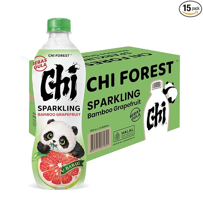 CHI FOREST Flavored Sparkling Water Beverage, Bamboo & Grapefruit, Zero Sugar, 16.2 fl oz Bottles (pack of 15)