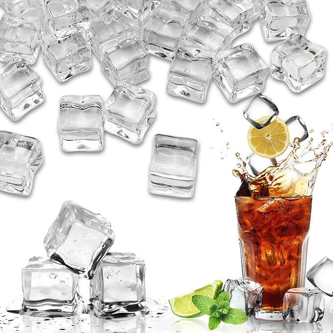 Fake Ice Cubes, 15 mm 100 PCS Artificial Ice Cubes, Acrylic Vase Fillers Crystal Rocks Diamonds,Table Scatter, Party Favor, Wedding Decoration, Photography
