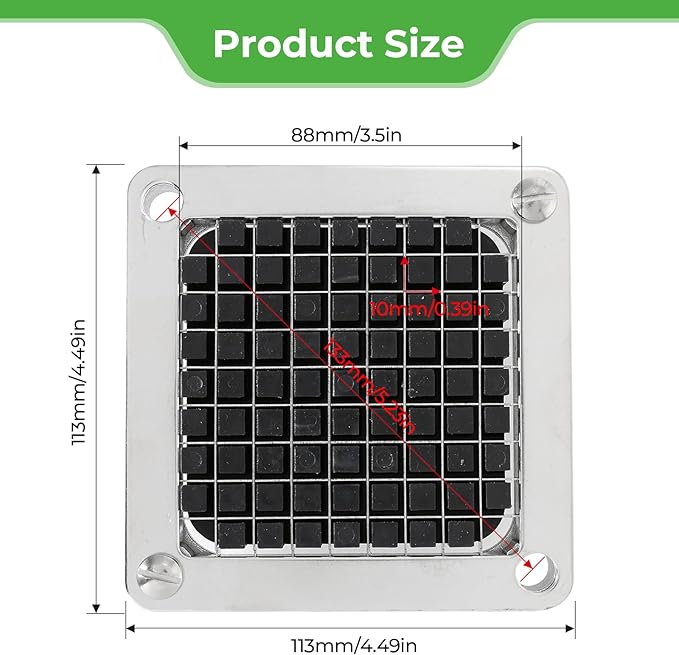 Replacement Chopper Blade Commercial Vegetable Chopper Dicer Stainless Steel Blade for Fruit Cutting Machine Tomato French Fries Cutter (3/8″ Blade)
