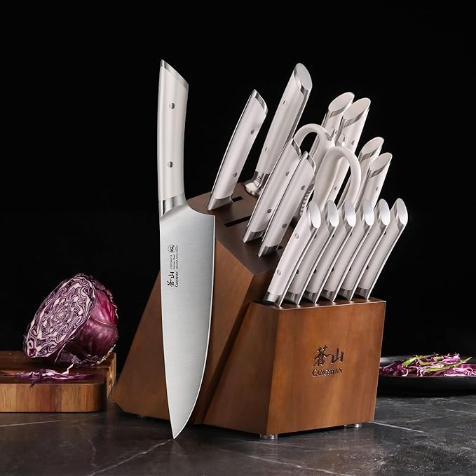 Cangshan HELENA Series German Steel Forged Knife Block Set (17-Piece, White)