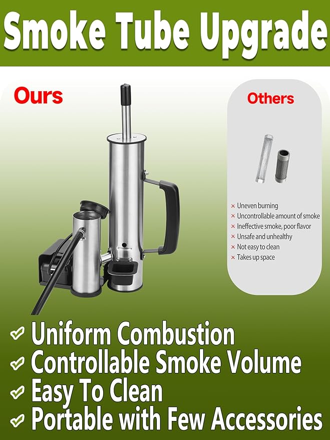 Advanced Smoke Tube for Pellet Smoker, Latest Upgrade Cold Smoker Generator for Gas Grilling, Portable Cordless Electric, Hot or Cold Smoking: Fit Any Grill or Smoke, Perfect Gifts for Men, Fathers