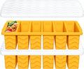 1/2 Cup Silicone Freezer Molds with Lid, 2-Pack Silicone Freezer Trays for Soup, Sauce & Broth – Meal Prep Containers, Large Ice Cube Tray, Oven & Dishwasher Safe