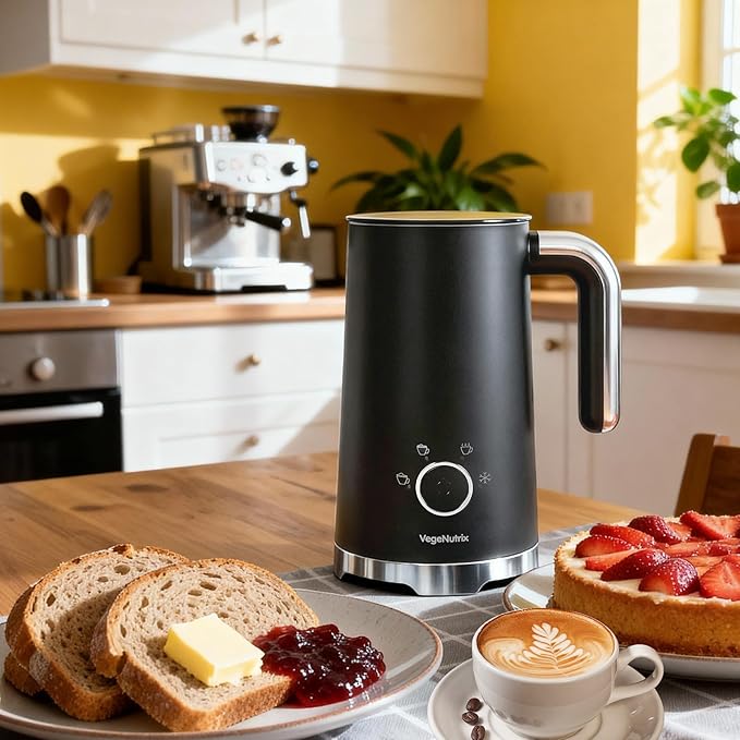 Milk Frother, Electric Milk Frother and Steamer 400W, Automatic Warm and Cold Foam Maker and Milk Warmer 4 in 1 with 2 Whisk for Latte, Cappuccino, Macchiato, Hot Chocolate Coffee