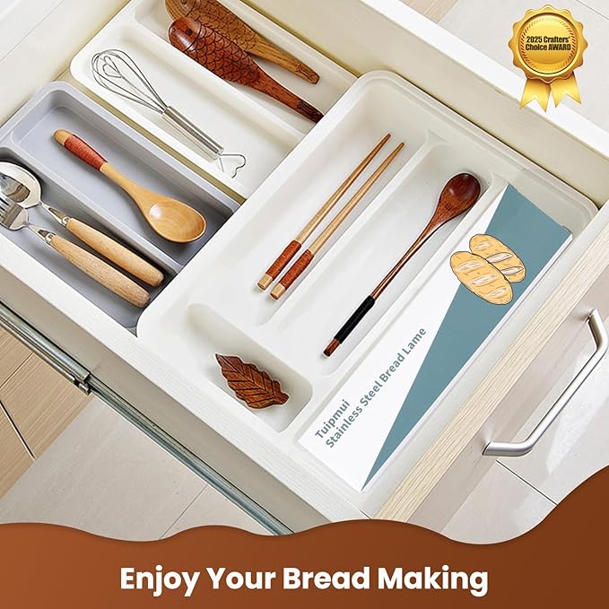 Bread Lame, Professional Sourdough Scoring Tool, Hand Crafted Bread Scoring Knife with Stainless Steel Handle, Premium Dough Slashing Cutter Tool with 15 Razor Blades, Gift for Bakers (Men/Women)