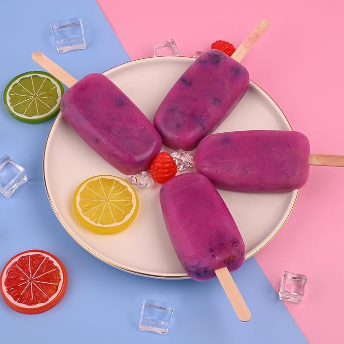 WMKGG Popsicle Silicone Molds Set, 2 PCS Ice Cream Molds with 50 Wooden Sticks for Cake Pop, Ice Pop, Cakesicles (Standard Size/Red)