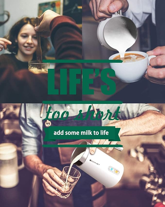 Huogary Milk Frother, Large Capacity Milk Frother and Steamer, Electric Warm & Cold Milk Foam Maker, Non Stick Automatic Milk Foam Maker and Milk Warmer for Latte, Cappuccinos, Macchiato, White