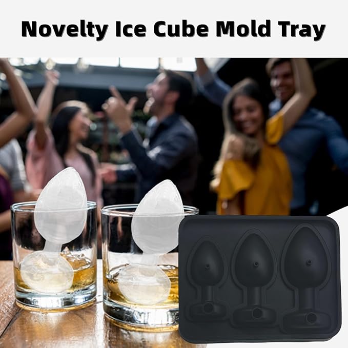 Adult Ice Cube Mold, Novelty Ices Cube mold Fun Shapes with Lid, Ice Maker for Whiskey,Cocktails,Party（Black）