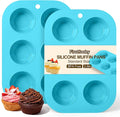 2 Pack Silicone Muffin Pan for Baking, Regular Size Nonstick Cupcake Pan, 6-Cup Silicone Muffin Tin BPA Free Dishwasher Safe, Great for Muffin Cupcake Brownie Egg Tart