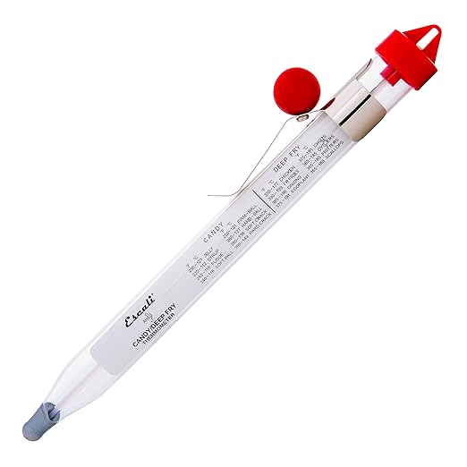 Escali AHC3 NSF Certified Precision Classic Candy/Deep Fry/Confection Glass Thermometer, Red/Clear