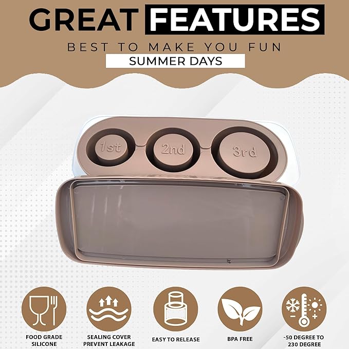 20-40 oz Ice Molds for Stanley Cup - Silicone Ice Cube Tray with Lid and Bin for Chilling Cocktails, Whiskey, Drinks, Coffee - BPA-Free, Easy Fill and Release Ice Maker Tray for Freezer