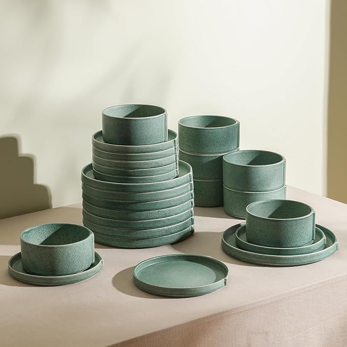 Stone Lain Bao 12-Piece Dinnerware Set Stoneware, Green
