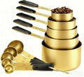 Measuring Cups and Spoons Set, R Gold Plated Stainless Steel 10 Piece for Cooking and Baking (5 Cups + 5 Spoons Gold)