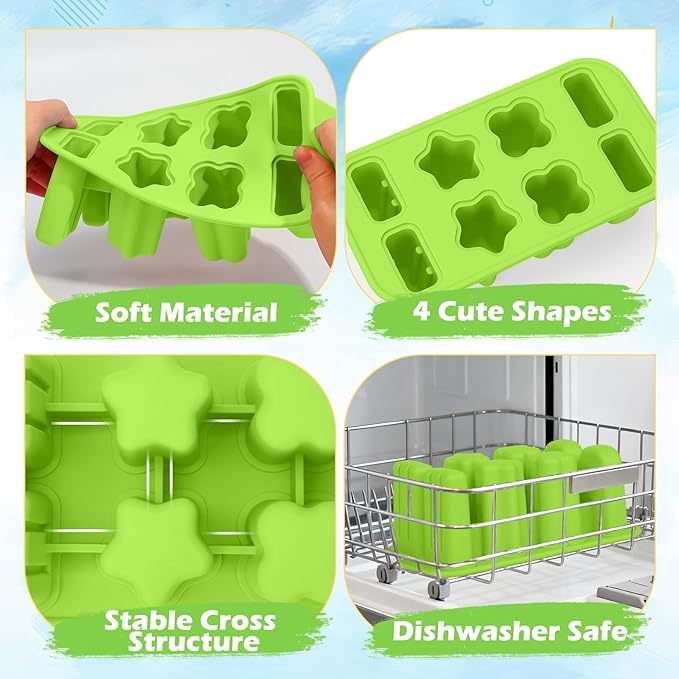 Popsicles Molds, 8-Cavity Silicone Popsicle Molds with 50 Sticks, BPA-Free Ice Pop Mold Popsicle Maker with Funnel & Cleaning Brush for Kids Adult Teens