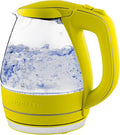 OVENTE Electric Kettle, 1.5L Borosilicate Glass Countertop Water Heater and Boiler for Coffee or Tea, BPA-Free, Auto Shut-Off,  Boil-Dry Protection, Removable and Washable Spout Filter, Green KG83G