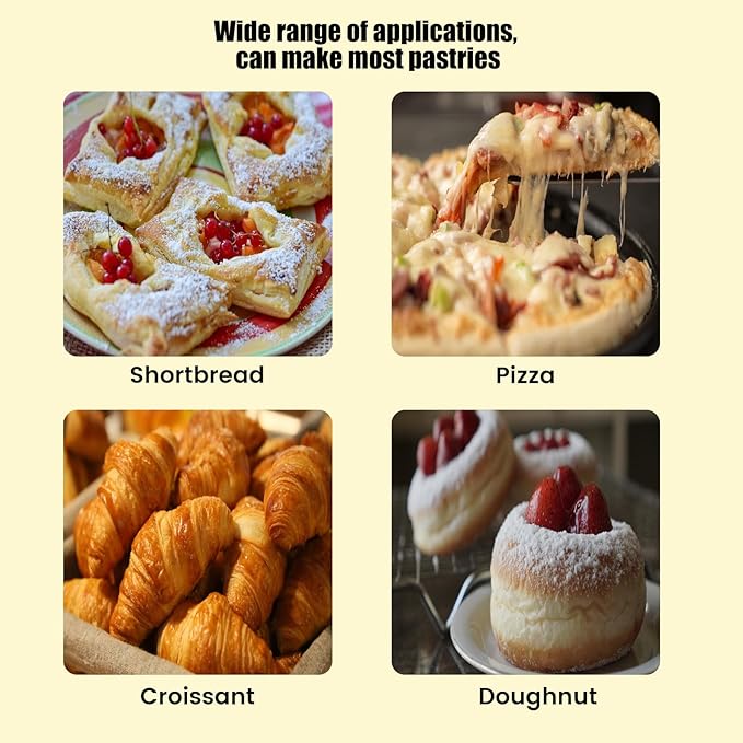 Commercial Dough Roller Sheeter 750W Vertical Dough Danish Pastry Machine Dough Laminator 0.04"-1.96"(1mm-50mm) Crisping Thickness Pasta Roller Bread Shortening Machine 110V