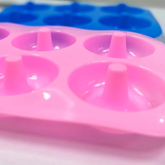 LeLehome 2PCS Donut Molds Pan, Silicone Non-Stick Donut Maker for Doughnut Baking Semi Sphere Cake Bread 6 Holes Bakeware Kitchen Tools, Pink & Blue