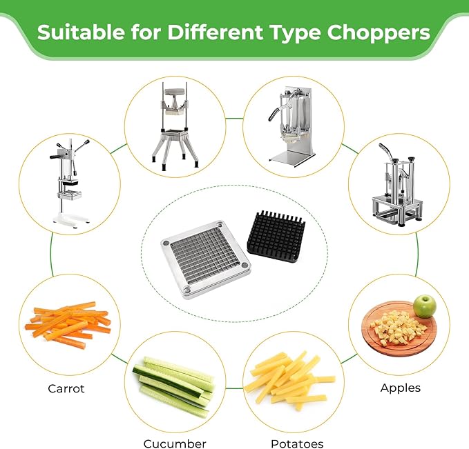 Replacement Chopper Blade Commercial Vegetable Chopper Dicer Stainless Steel Blade for Fruit Cutting Machine Tomato French Fries Cutter (2 * 1/4″ Blade)