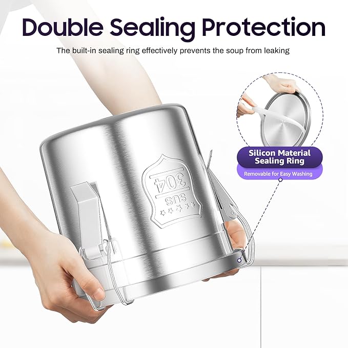 304 Stainless Steel Airtight Canister for Kitchen, 1.59Gal Canisters Container with Lids and Sturdy Locking Clamp,Bucket Food Storage Containers Airtight for Flour Coffee Bean Tea (6L)