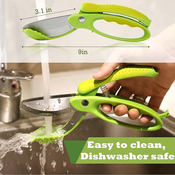 Salad Scissors, Salad Chopper with Double Blades, Lettuce Chopper, Lettuce Scissors for Chopped Salad, Chopped Salad Chopper Tool for Tossing and Chopping in Salad Bowl (Yellow)