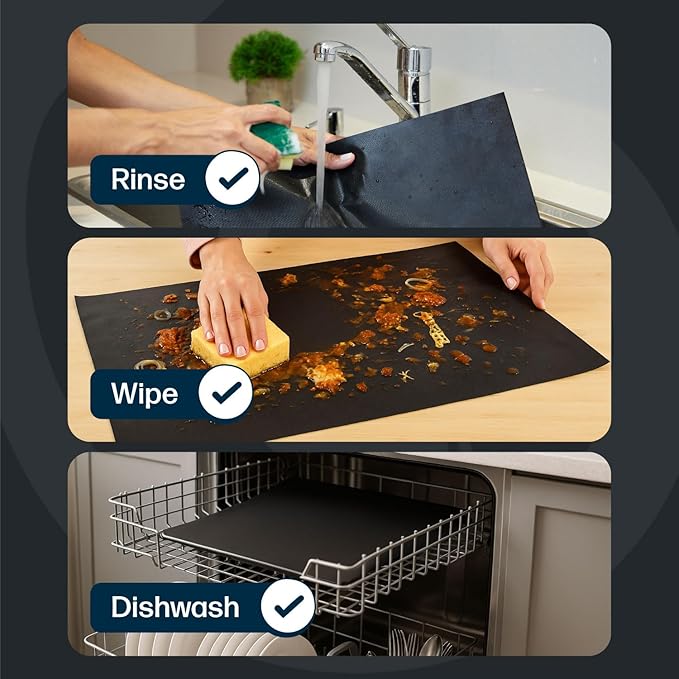 Cooks Innovations MADE IN USA Non-Stick Oven Protector Mat - 2 Heavy Duty Nonstick Oven Rack Liners to Protect Convection, Electric, Gas, & Microwave Ovens - BPA & PFOA Free Heat Resistant Baking Mat