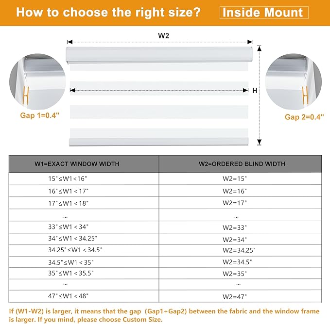 Persilux Zebra Blinds for Windows, Cordless Roller Shades Window Treatments (21" W x 64" H, White) Light Filtering Dual Layer Roller Window Shades Light Filtering Sheer Shades for Home and Office