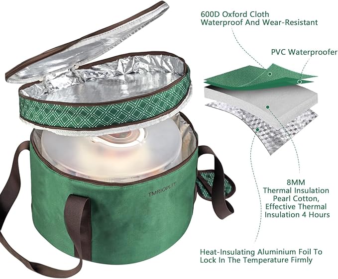 TMRIOPELP Tall Cake Carrier with Lid and Handle Insulated Cake Container Cake Transport Carrier Ideal for Pies Cupcakes and Pastries Perfect for Safe and Secure Cake Delivery (Green, 12 inch)