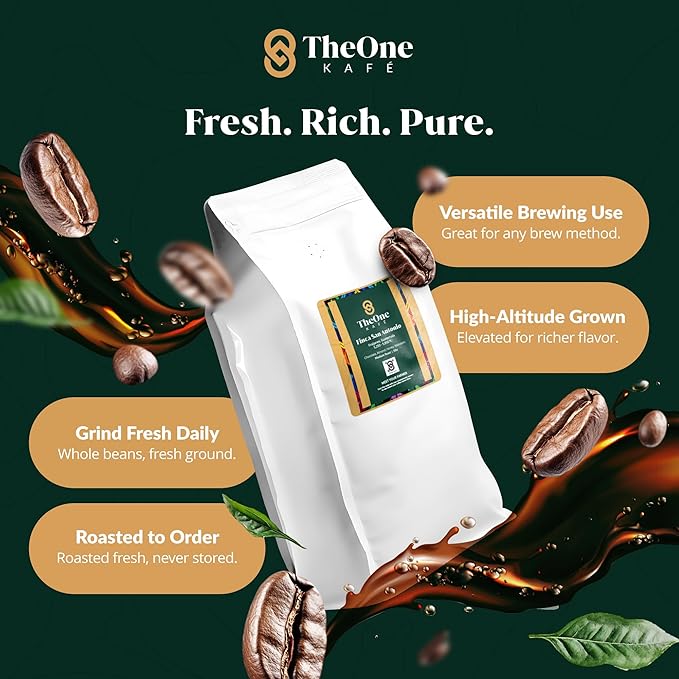 TheOne Kafé Guatemala Medium Roast Whole Bean Coffee – Organic, Single Origin, Premium Specialty Coffee, Ethically Sourced, Smooth & Rich Flavor – Fresh Roasted for Espresso, Drip, Pour Over – 5 lbs