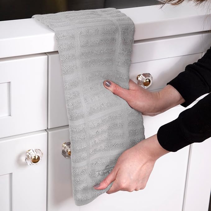 All-Clad Solid Kitchen Towels: Highly Absorbent, Super Soft Long Lasting - 100% Cotton, 17"x30" Tea Towels for Cleaning & Drying Dishes, Pans, Glassware, or Countertops, (2-Pack), Titanium Gray