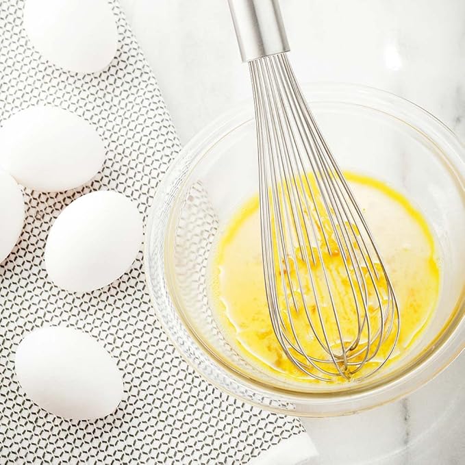 Restaurantware Met Lux 12 Inch x 2.5 Inch Baking Whisk, 1 With Ergonomic Handle Metal Whisk - Dishwasher-Safe, Corrosion-Resistant, Stainless Steel Whisk For Baking, For Whipping, Baking, Or Cooking