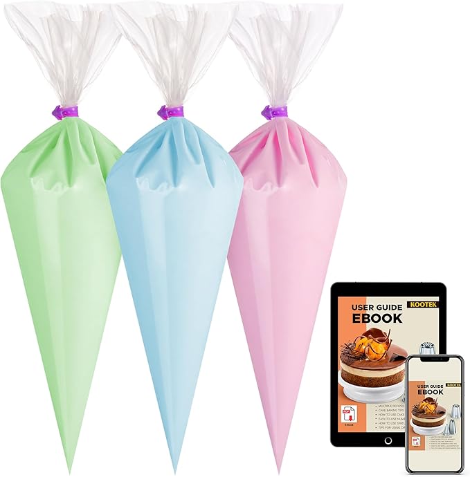 Kootek Piping Bags, Disposable Pastry Bags 16 Inch, 100 Pcs Anti Burst Large Icing Piping Bags for Cookie Frosting Cake Decorating Baking Supplies