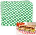 PATIKIL 8.7" x 8.7" Waxed Paper Sheets, 50Pcs Square Pattern Oil-absorbing Dry Food Wrapping Paper for Bakery Coffee Shop Home Baking Kitchen DIY, Green