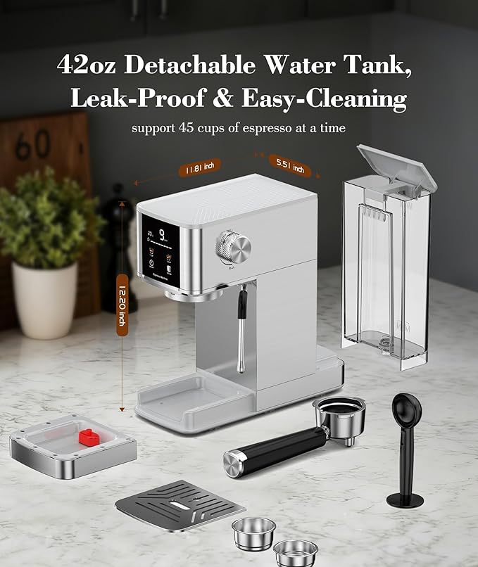 Kndko 20Bar Professional Espresso Machine with Milk Frother and Touchscreen for Cappuccino, Latte