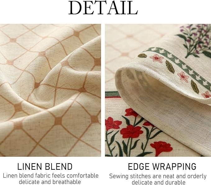 ISAENNE Designer Vintage Linen Floral Small Square Tablecloth,Fall Colorful Modern Table Cloth,Anti-Wrinkle Decor Tablecloths for Dining Thanksgiving Kitchen Christmas,55"*55"-Bertina E