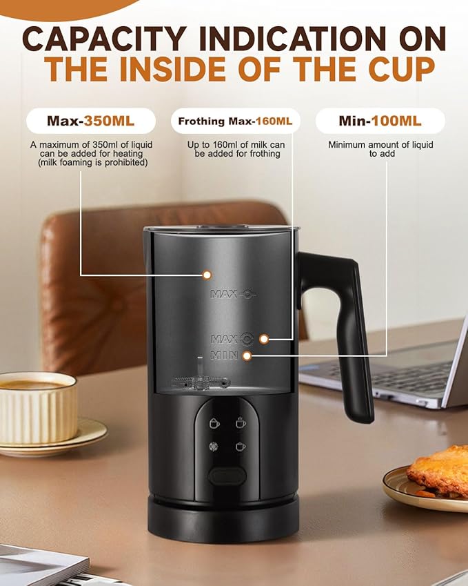 Electric Milk Frother, 4-in-1 Automatic Milk Steamer & Foamer 11.8oz/350ml, Automatic Hot and Cold Foam Maker and Milk Warmer for Latte, Cappuccino, Matcha, Hot Chocolate