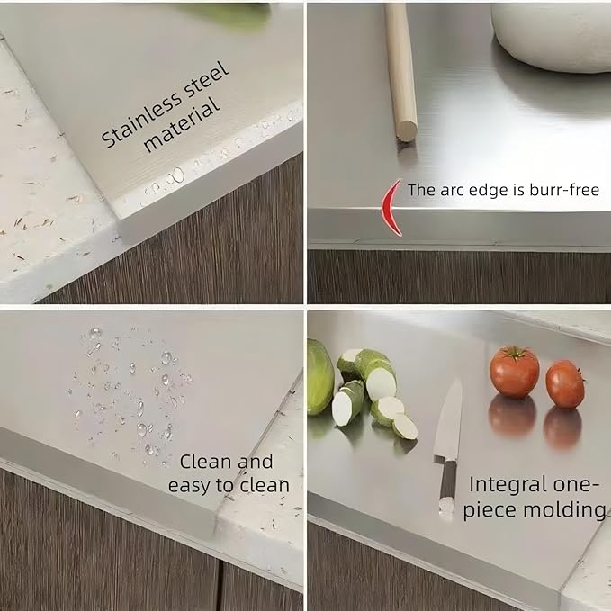 Large Stainless Steel Cutting Board,Suitable for Cutting Meat,Dicing,Vegetables,Fruits,Bread and Baking.ItIsConvenienttoClean,EasytoStoreandCan Be Washed in a Dishwasher (11.8 * 15.7in)