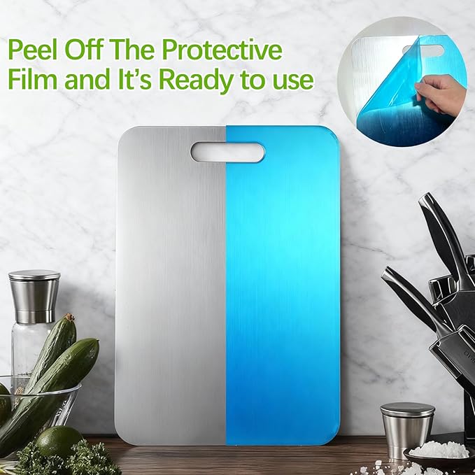 Tavano Titanium Cutting Board,100% Pure Titanium Cutting Boards for Kitchen,2026 New Non Toxic,Double-Sided Food Grade Chopping Board for Meat,Vegetable,Fruit,Outdoor Camping(M-1PC:13.39 * 9.05'')