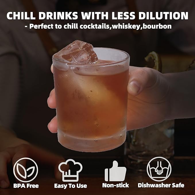 Large Ice Cube Trays for Whiskey: BECOKIT Big Silicone Ice Cube Trays - 3 * 2Inch Square Ice Cubed Tray for Bourbon Whisky and Cocktail - 4Pack Giant Silicon Ice Cube Tray (Black 4 Tray)
