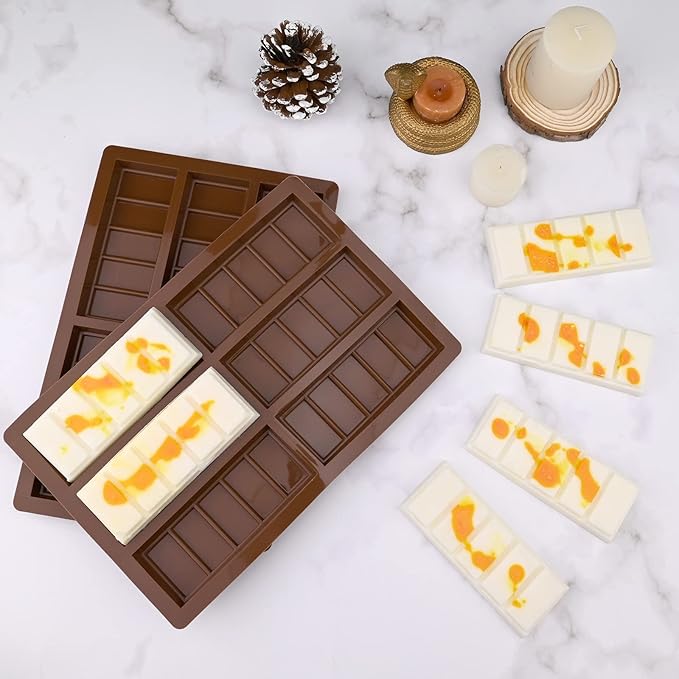 Wax Melt Molds Silicone,Rectangle Silicone Wax Melt Chocolate Bar Mold For Wickless Wax Melt Candles Chocolate Bakeware Molds