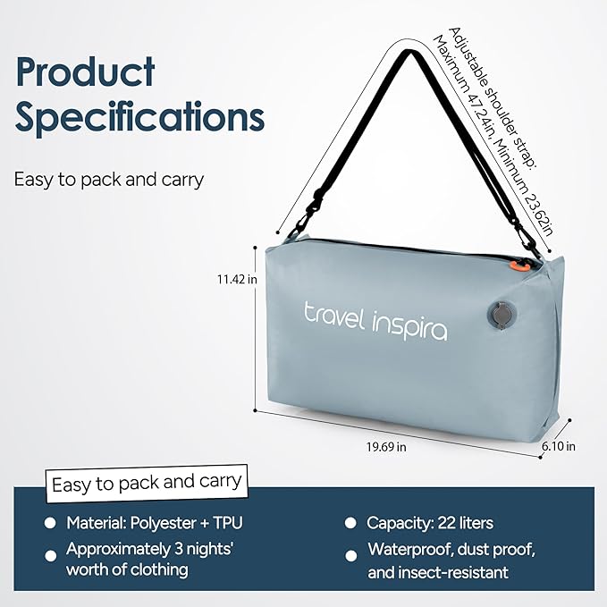 Vacuum Bags for Travel Luggage, Reusable Compression Bags for Carry On Suitcases and Backpack, Vacuum Seal Packing Cube for Cloth (1PC No Pump)