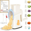 2025 Upgrade 6-In-1 Cheese Grater【 Military-Grade SUS304 Blade - 3S Fast Cut】【SGS Certification - German Nano Strong Suction Base】Cheese Grater Hand Crank Suitable for Home Use(White)