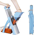 Upgrade Safe Mandoline Slicer for Kitchen, 5 in 1 Vegetable Chopper, Mandolin Potato Slicer with Thickness Adjuster, French Fry Cutter, Veggie Dicer Faster Kitchen Slicer for Meal Prep Blue
