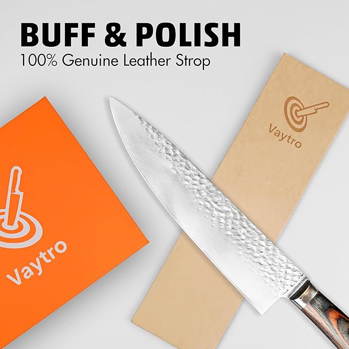 Rolling Knife Sharpener Kit – Manual Kitchen Knife Sharpening Stone System with #400 & #1000 Grit, Diamond Sharpening Tool, 15°/20° Guides & Leather Strop